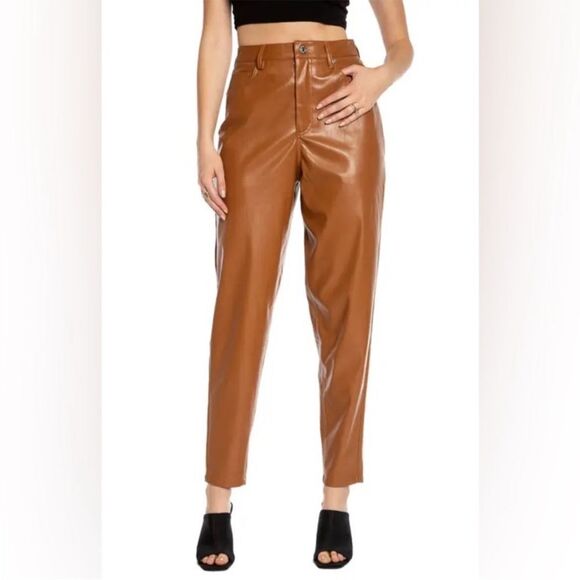 Juicy Couture Pants - 040 New Juicy Couture Rodeo Barrel Fit High Waist Faux Leather Pants Camel